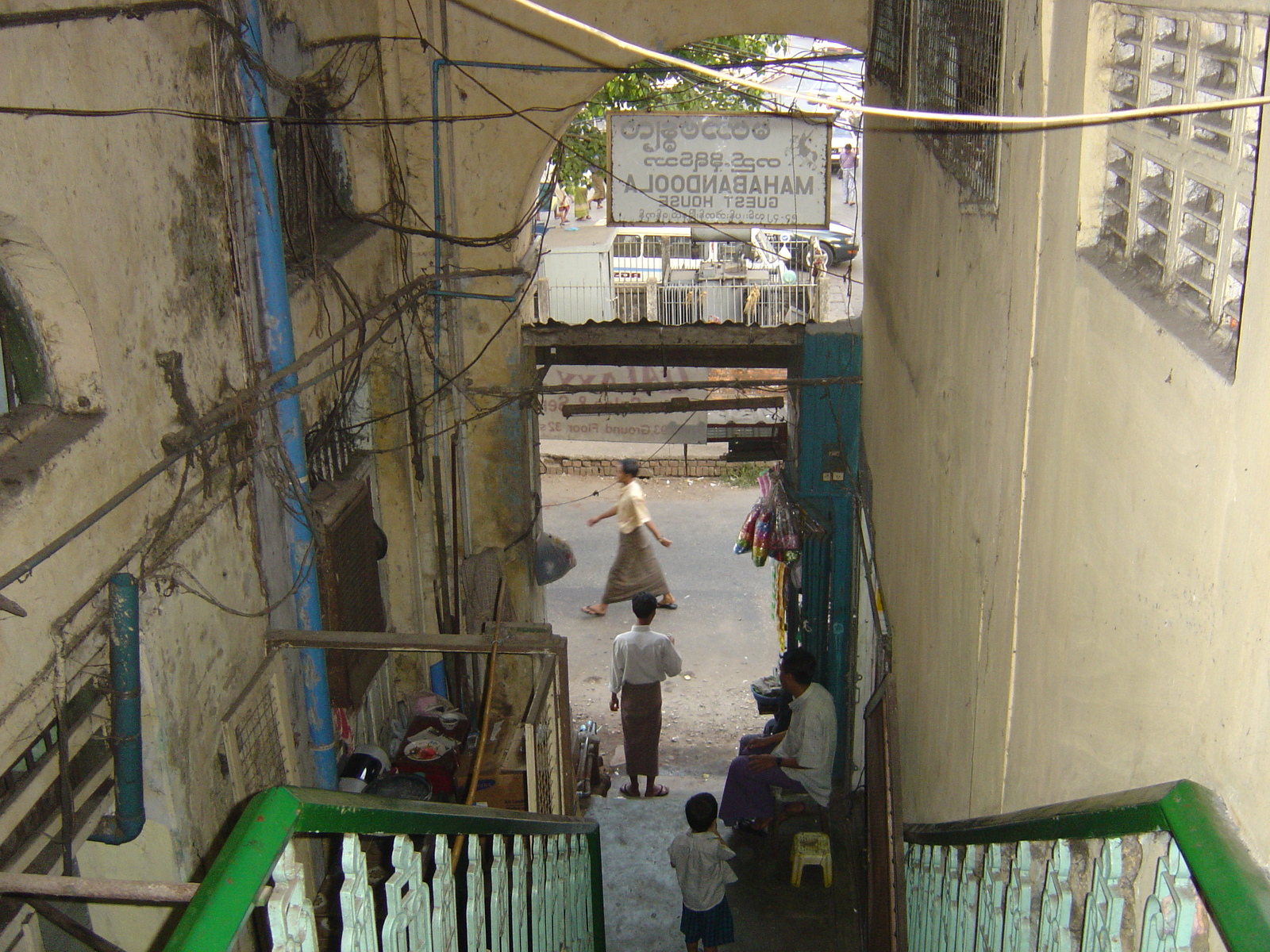 Picture Myanmar Yangon Mahabandoola Guest House 2005-01 5 - Perspective Mahabandoola Guest House