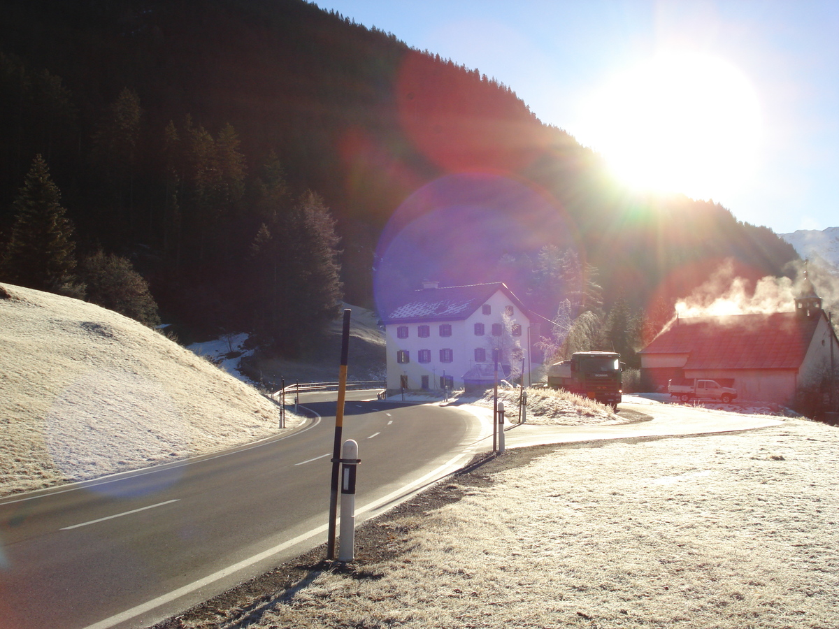 Picture Swiss Chur to St Moritz Road 2007-01 5 - Sunrise Chur to St Moritz Road